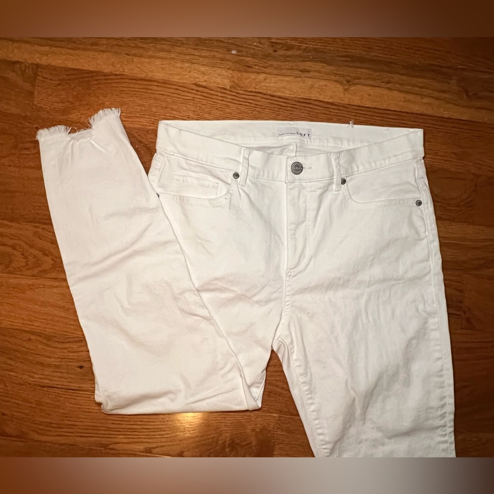 Loft Womens Skinny Crop White Jeans Size 10 Size 30